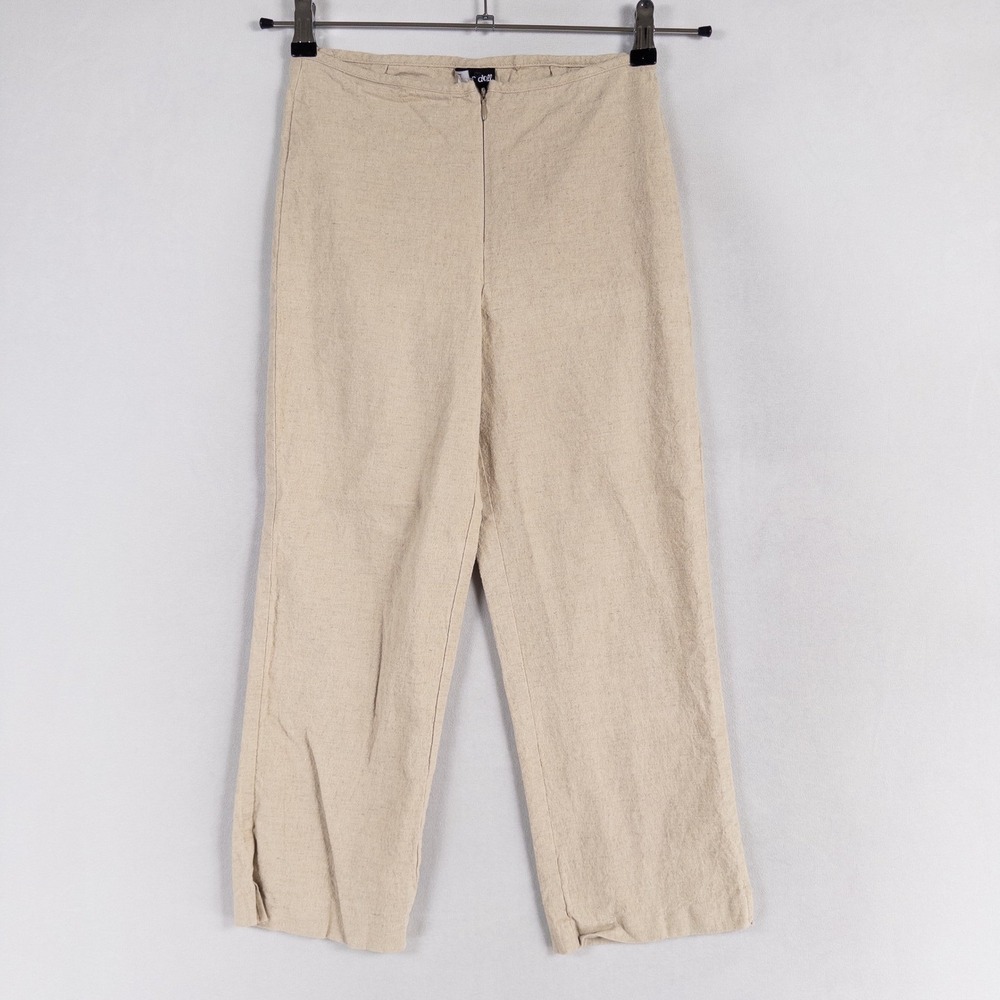 Paper Doll Pants Womens 5/6 Beige Natural Linen Blend Straight Leg Crop Stretch